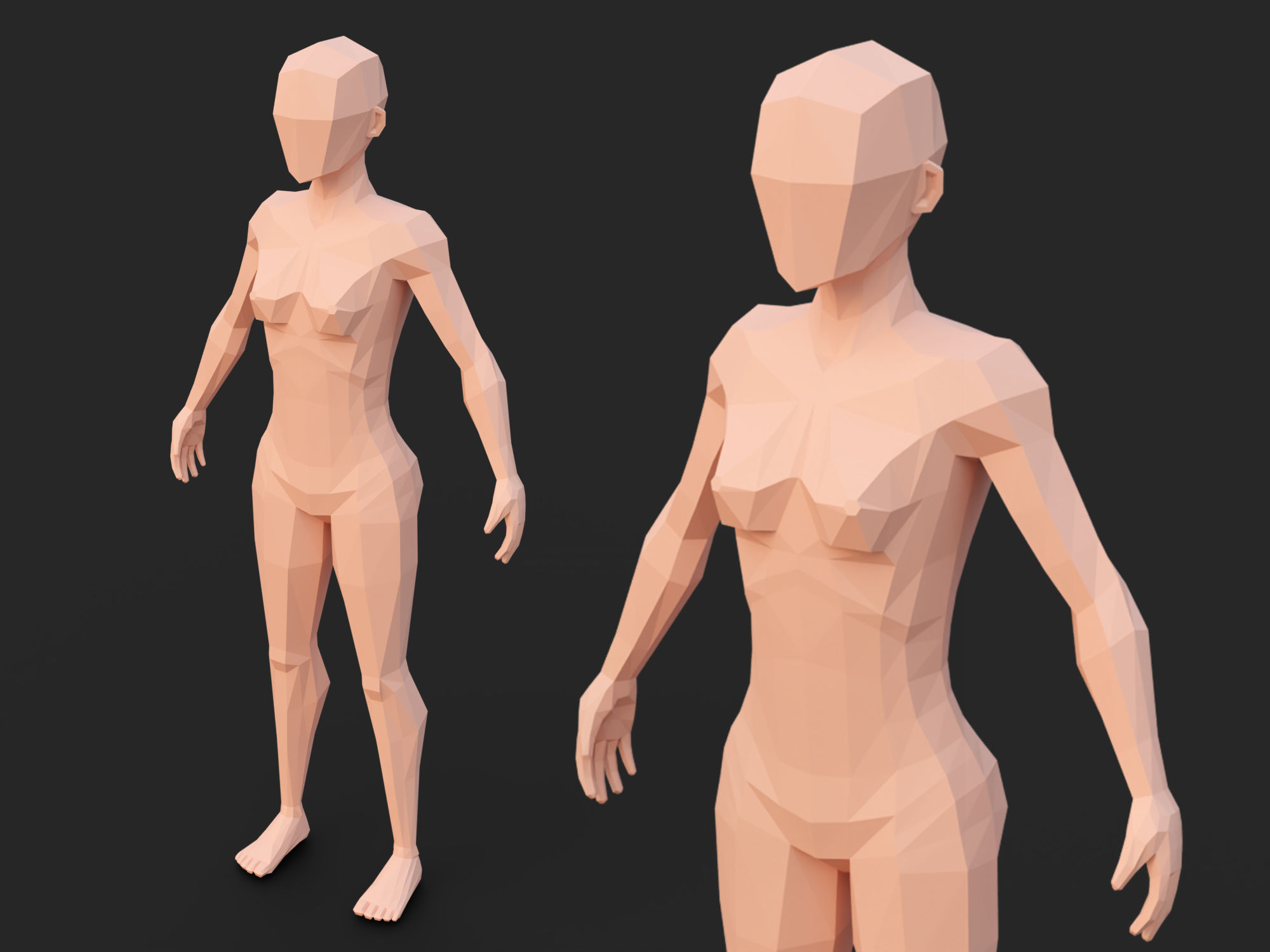 Low-poly woman Low-poly 3D model_3