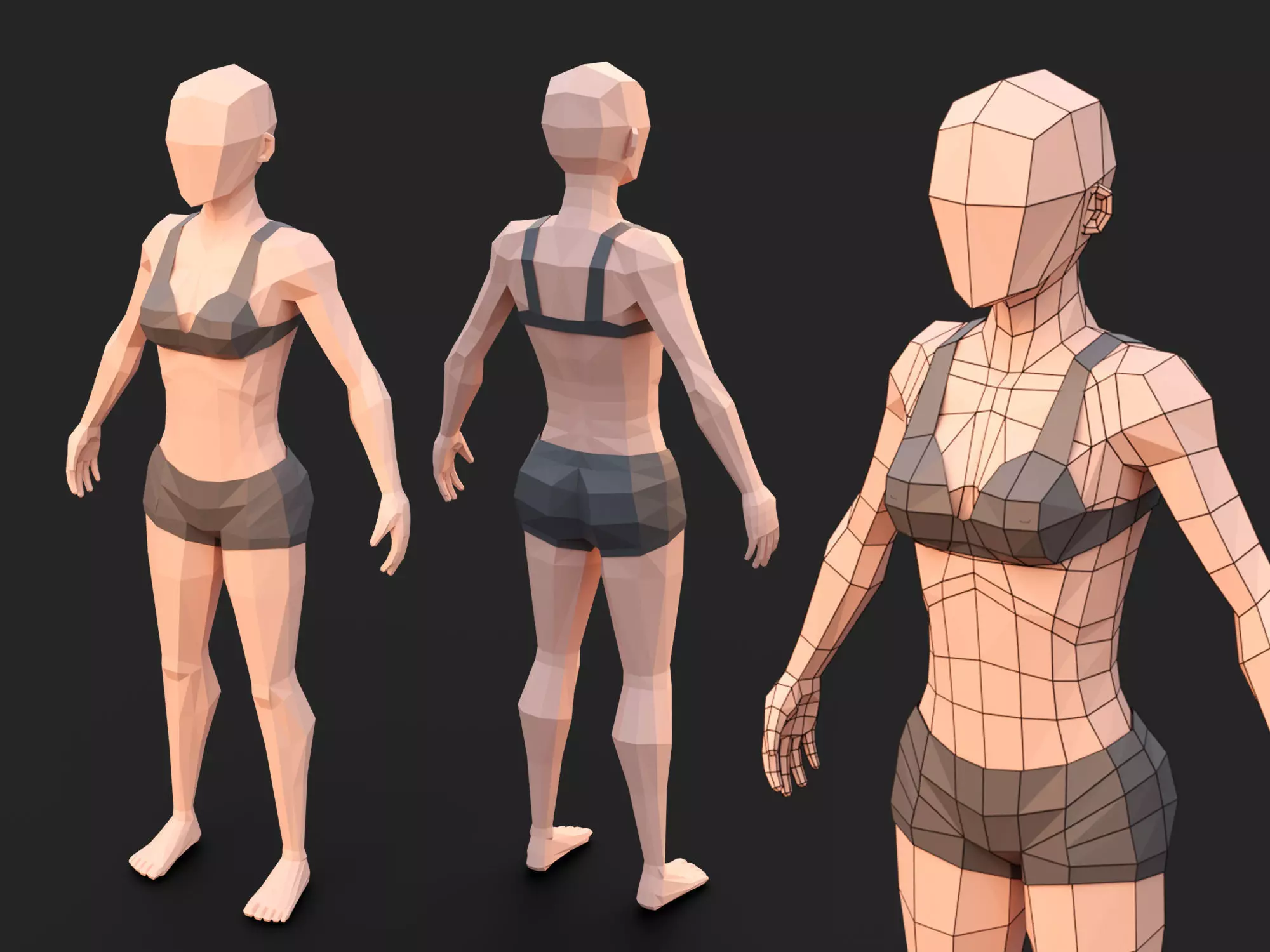 Low-poly woman Low-poly 3D model_0