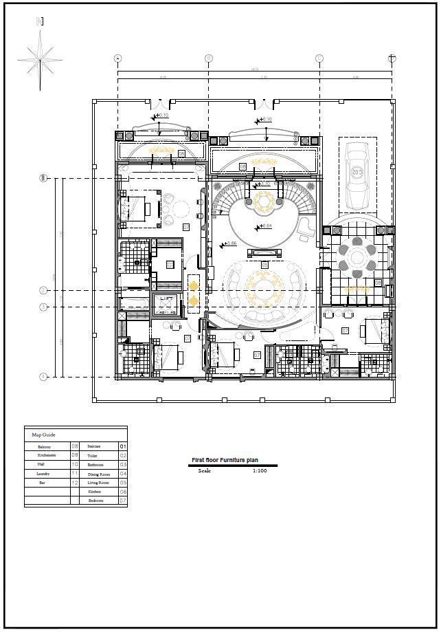 Classic Duplex Villa Plan 5 Bedrooms 4 Master 3D model_4