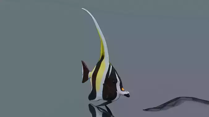 Banded Butterflyfish Low-poly 3D model