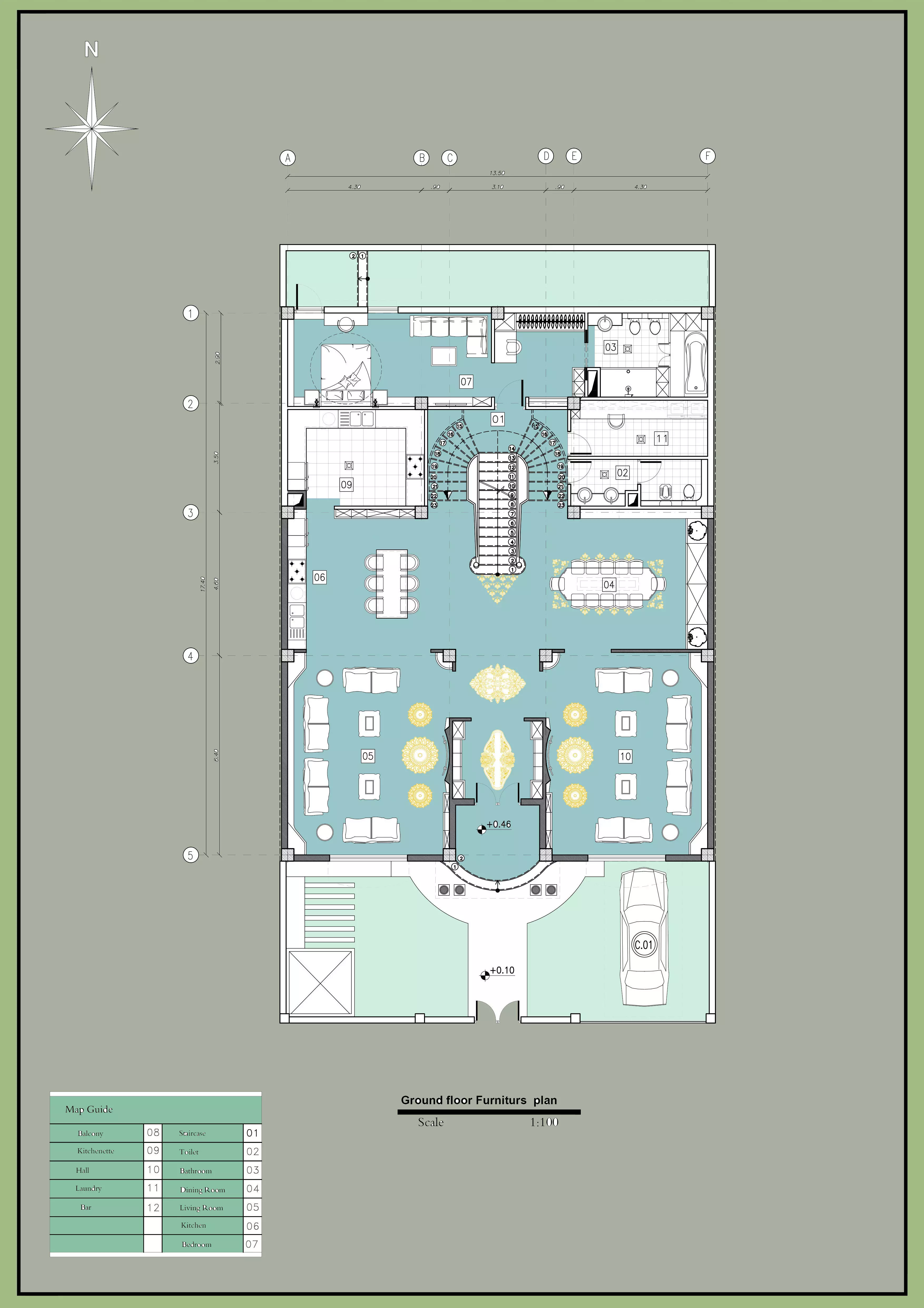 Modern Classic Duplex Villa Plan 5 Master Bedrooms 3D model