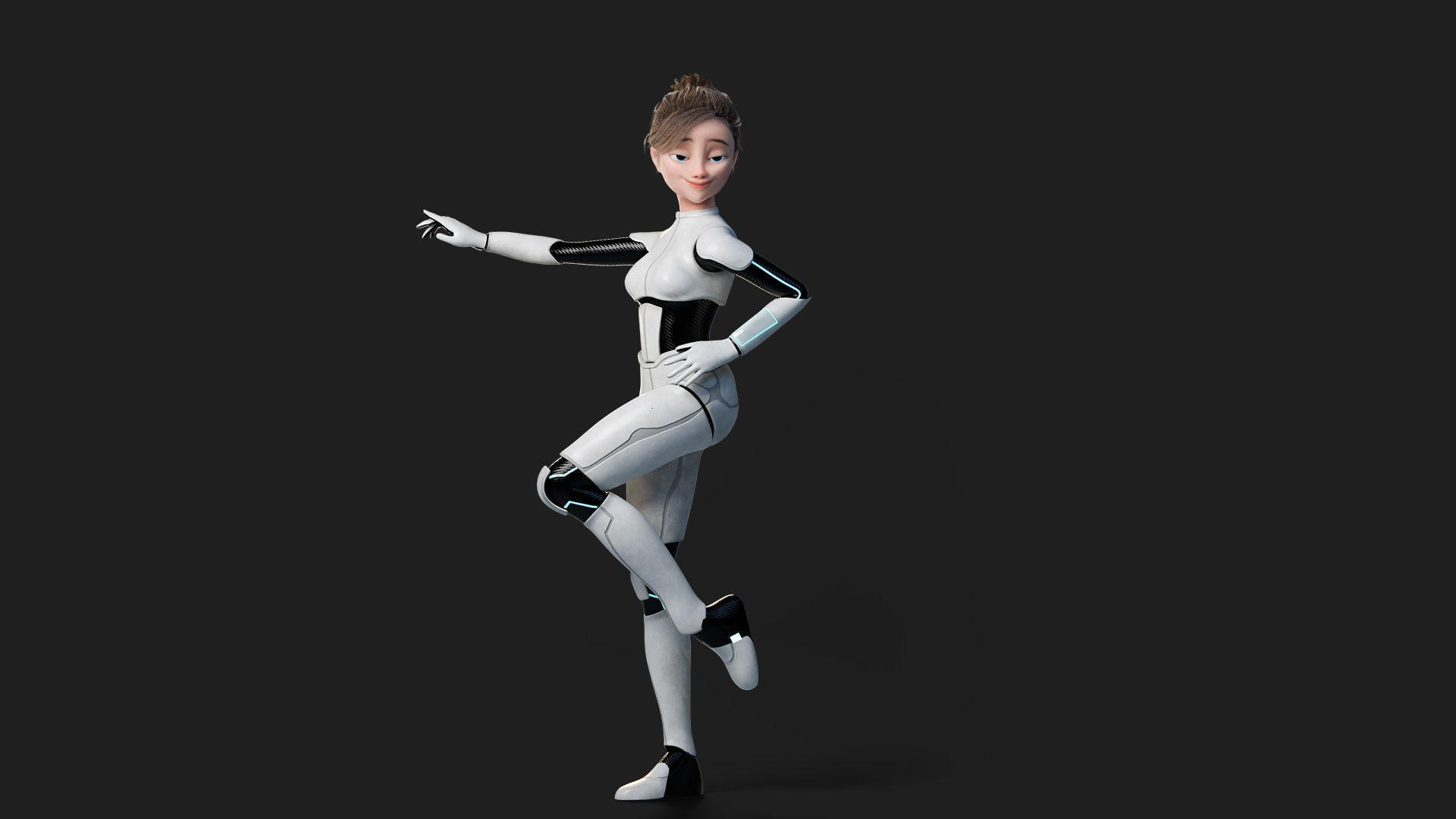 Nova Rae Cartoon Sci-Fi Girl Low-poly 3D model_8