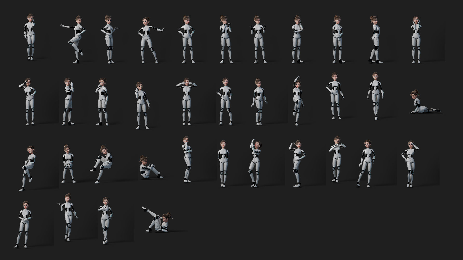 Nova Rae Cartoon Sci-Fi Girl Low-poly 3D model_2