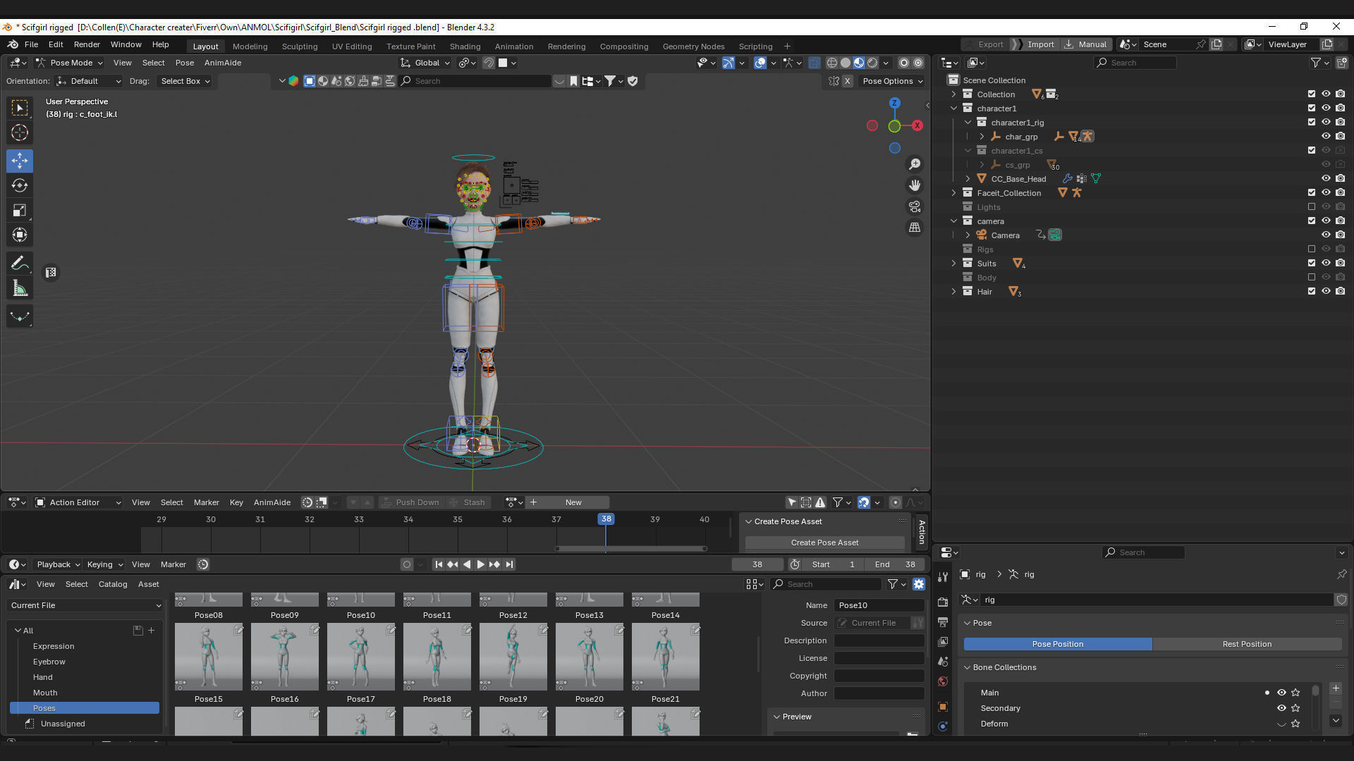 Nova Rae Cartoon Sci-Fi Girl Low-poly 3D model_29