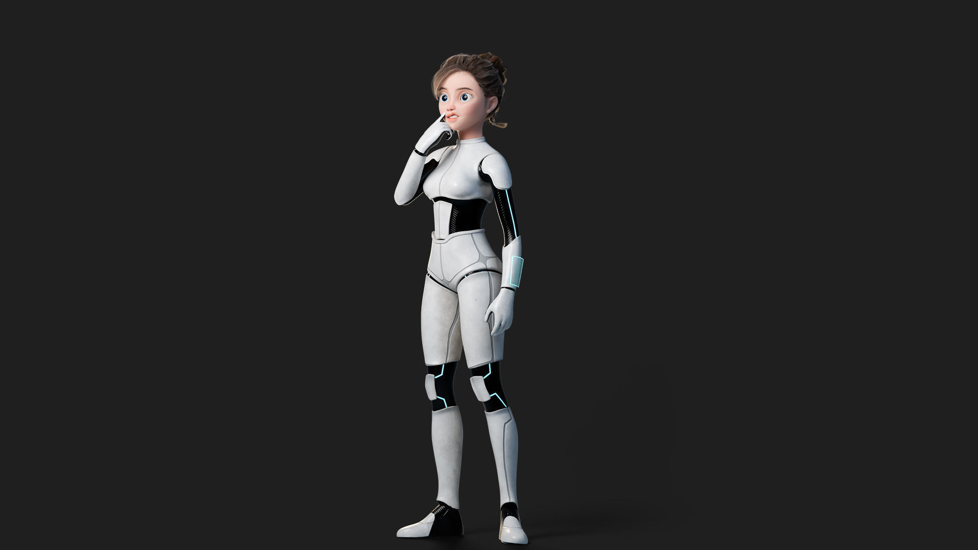 Nova Rae Cartoon Sci-Fi Girl Low-poly 3D model_20