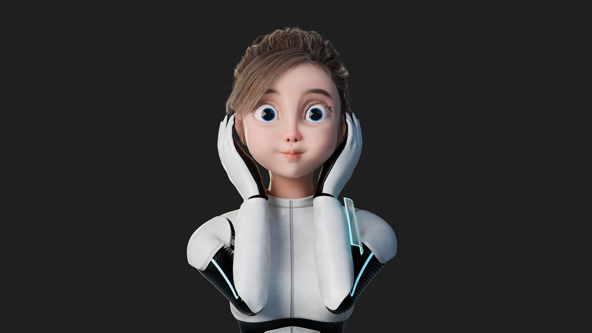 Nova Rae Cartoon Sci-Fi Girl Low-poly 3D model_9