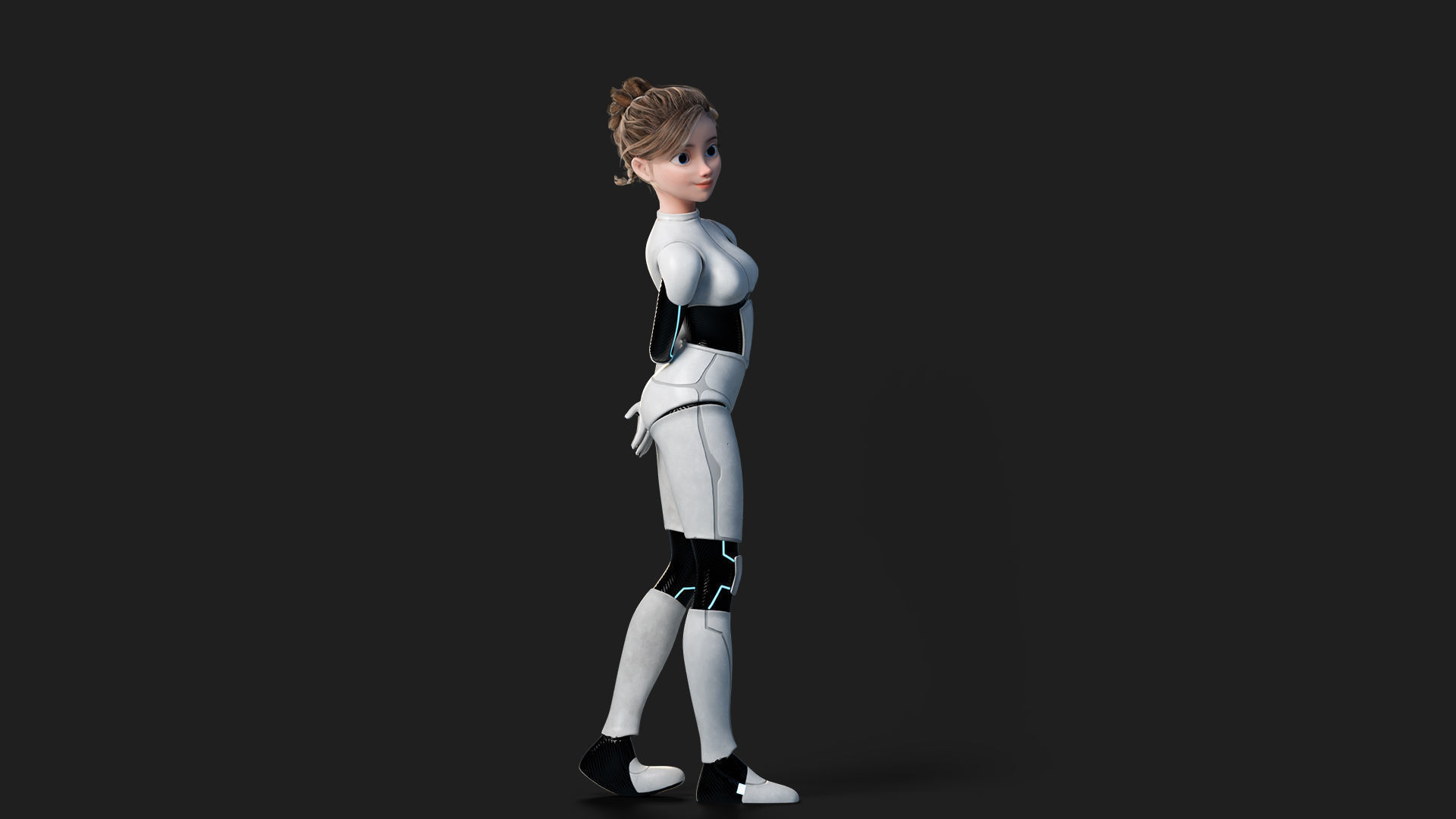 Nova Rae Cartoon Sci-Fi Girl Low-poly 3D model_17