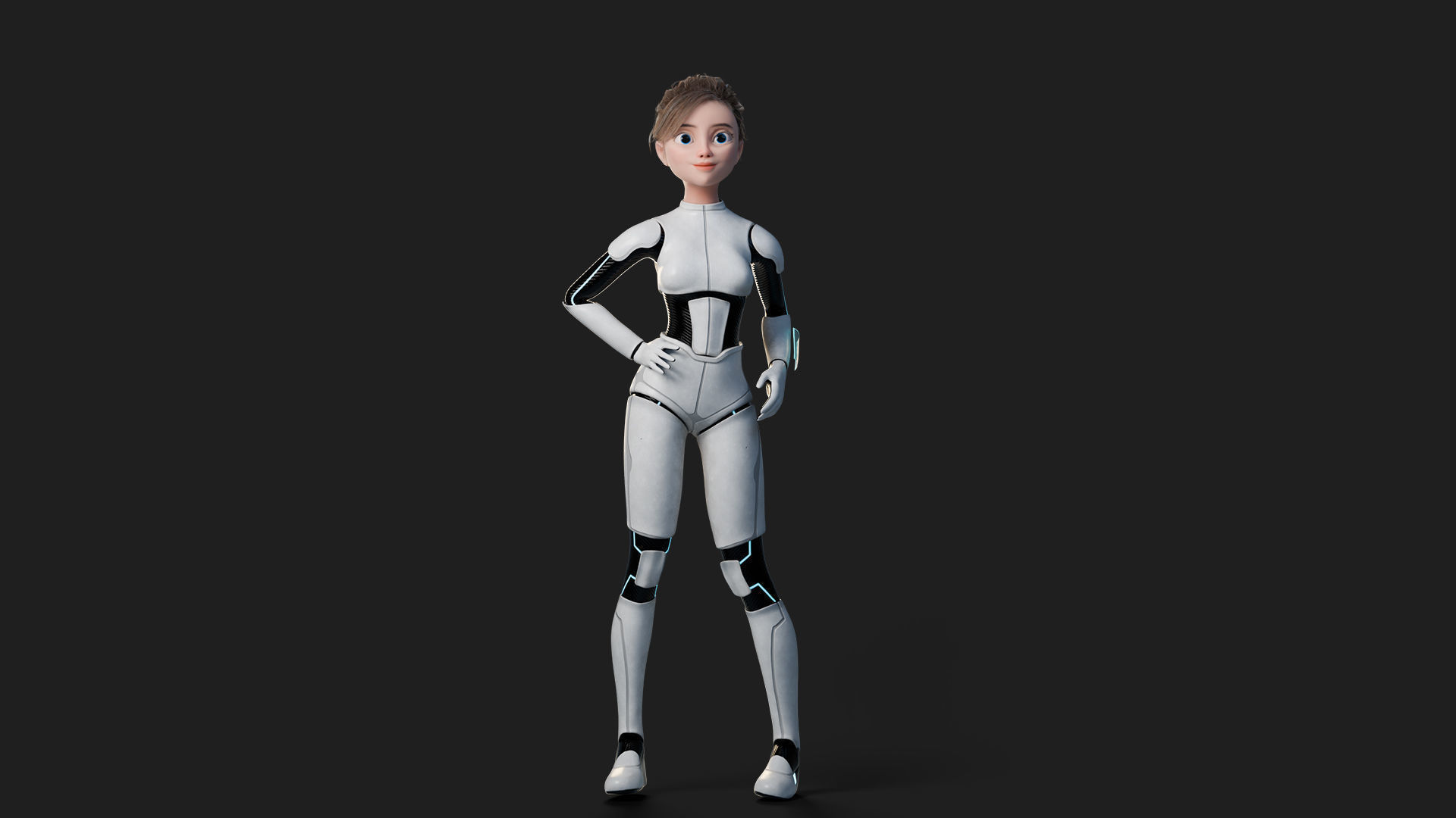 Nova Rae Cartoon Sci-Fi Girl Low-poly 3D model_22