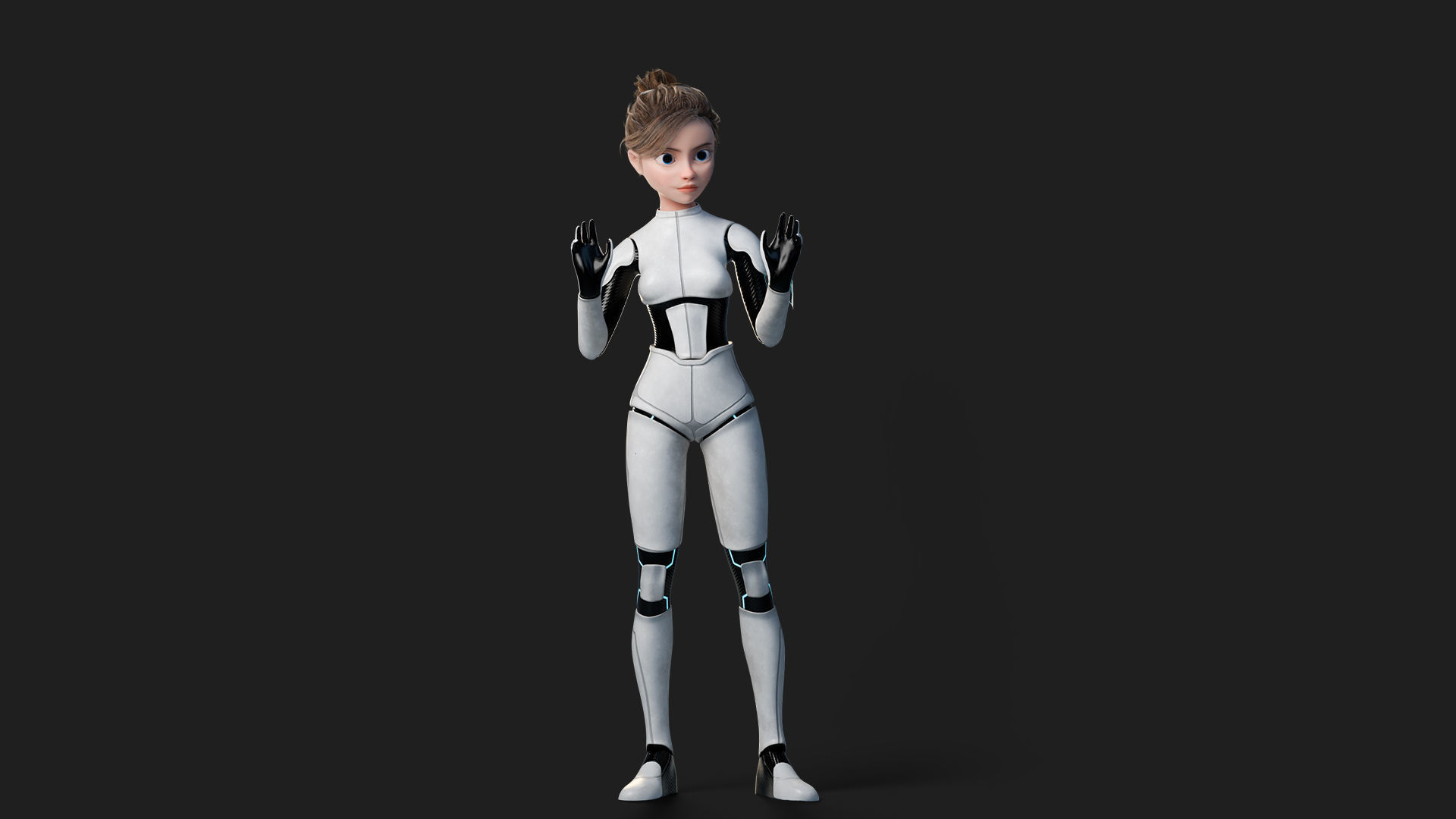 Nova Rae Cartoon Sci-Fi Girl Low-poly 3D model_14
