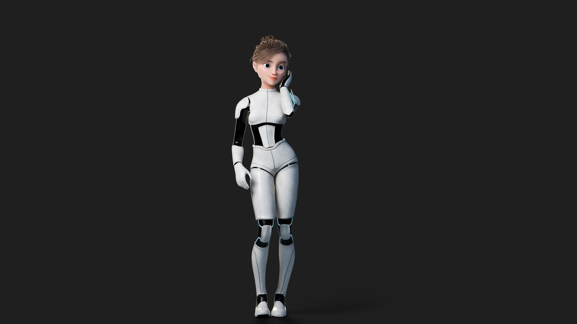 Nova Rae Cartoon Sci-Fi Girl Low-poly 3D model_7