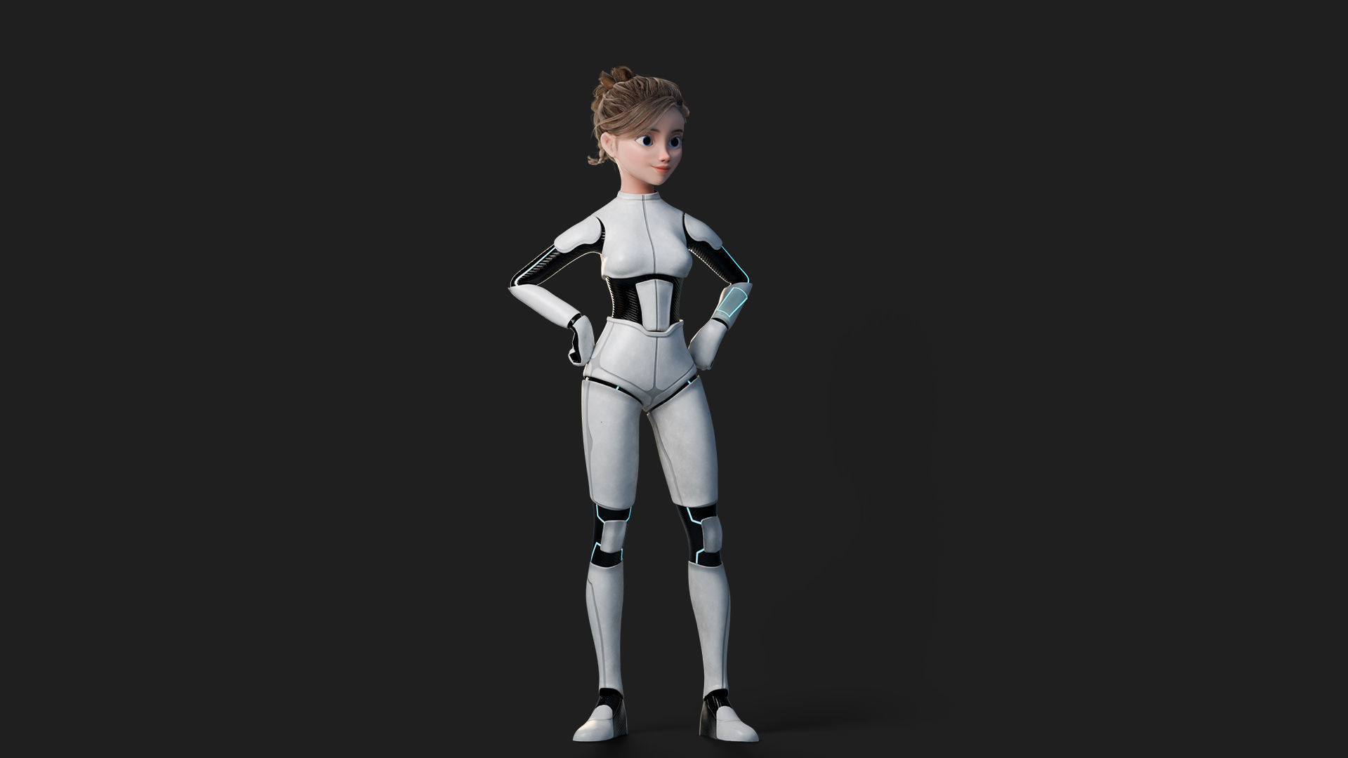 Nova Rae Cartoon Sci-Fi Girl Low-poly 3D model_12