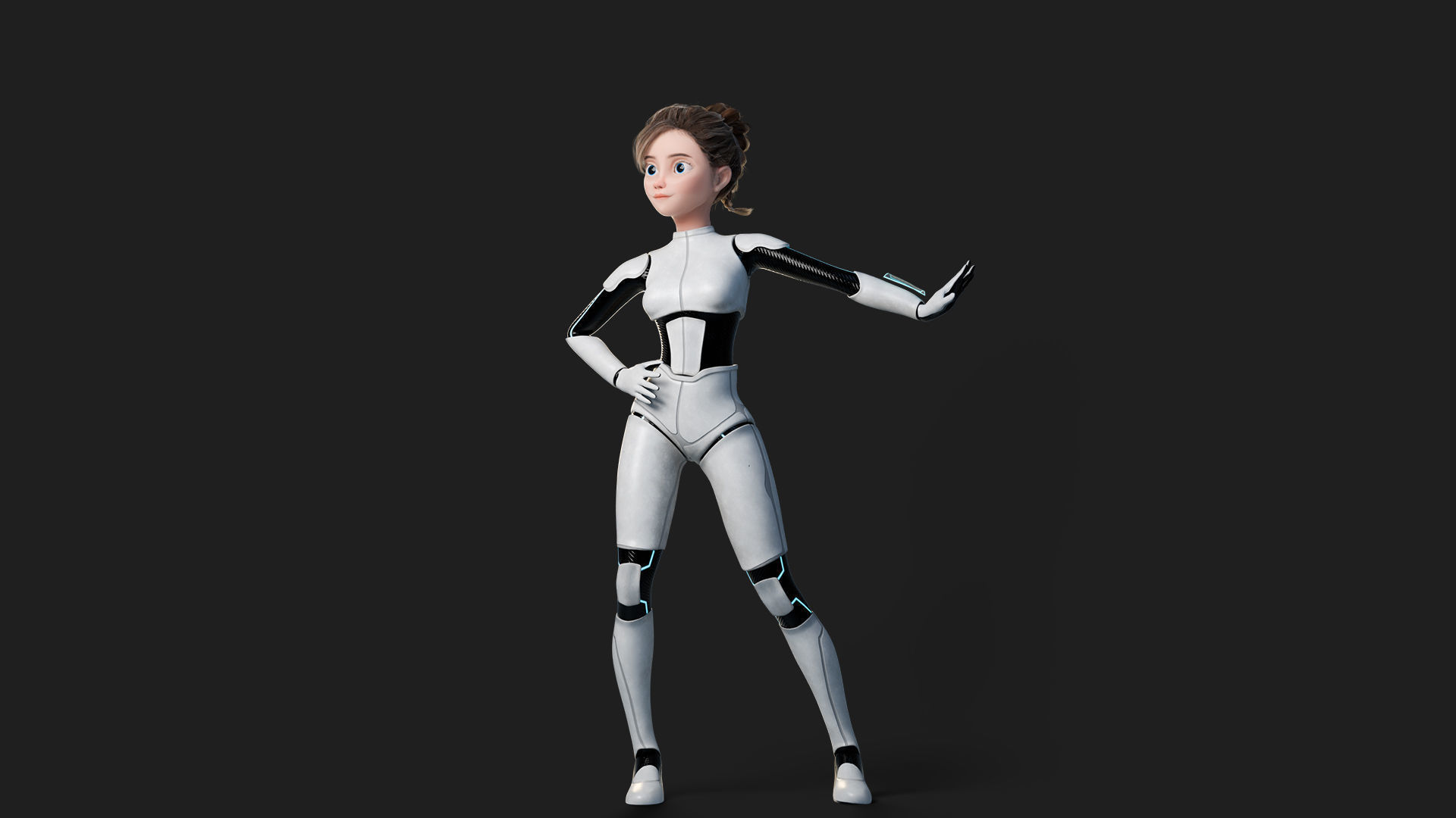 Nova Rae Cartoon Sci-Fi Girl Low-poly 3D model_11