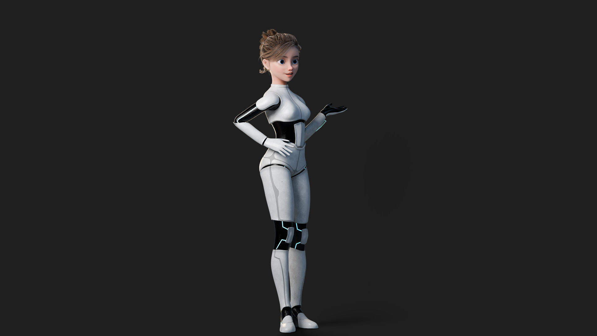 Nova Rae Cartoon Sci-Fi Girl Low-poly 3D model_10
