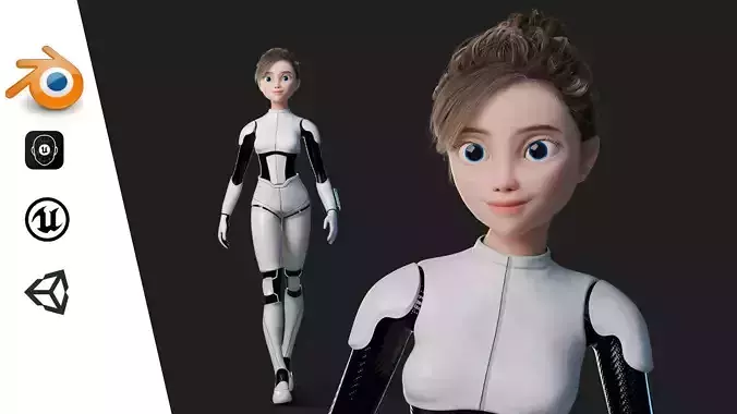 Nova Rae Cartoon Sci-Fi Girl Low-poly 3D model Nova Rae Cartoon Sci-Fi Girl Low-poly 3D model