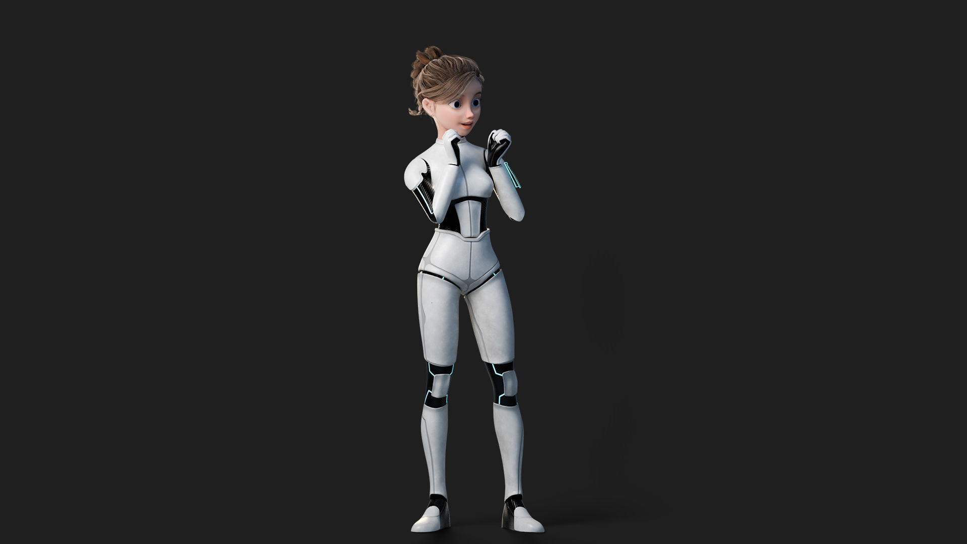 Nova Rae Cartoon Sci-Fi Girl Low-poly 3D model_13