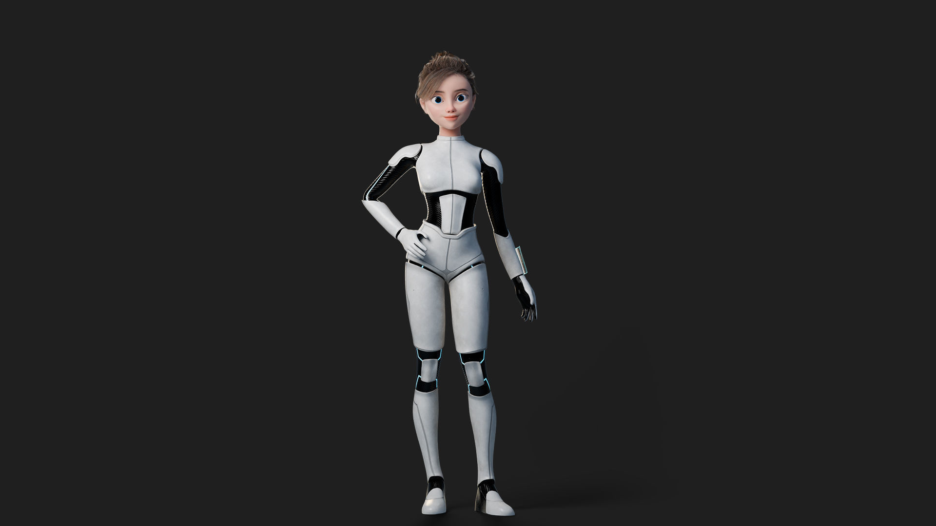 Nova Rae Cartoon Sci-Fi Girl Low-poly 3D model_25