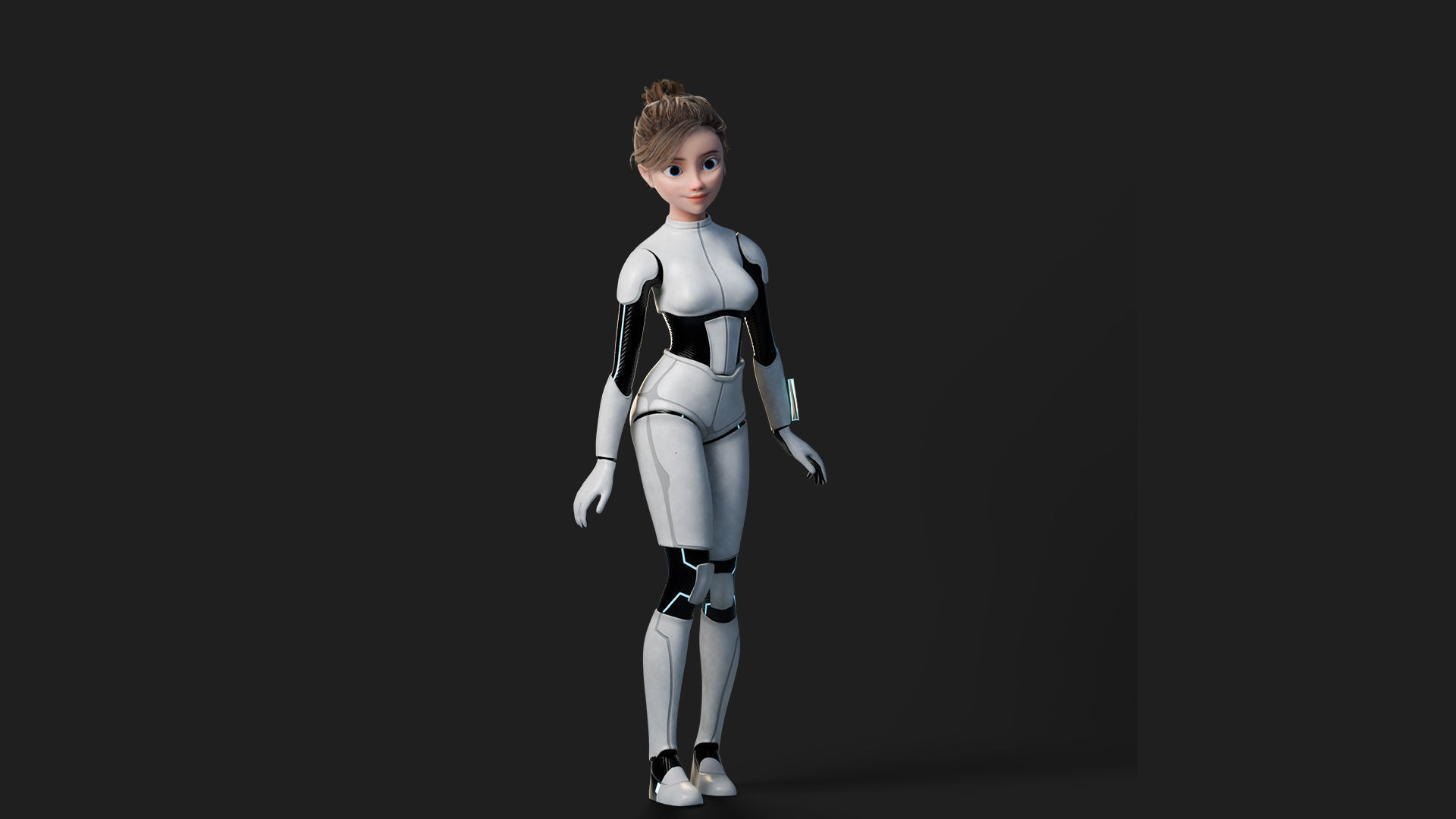 Nova Rae Cartoon Sci-Fi Girl Low-poly 3D model_23