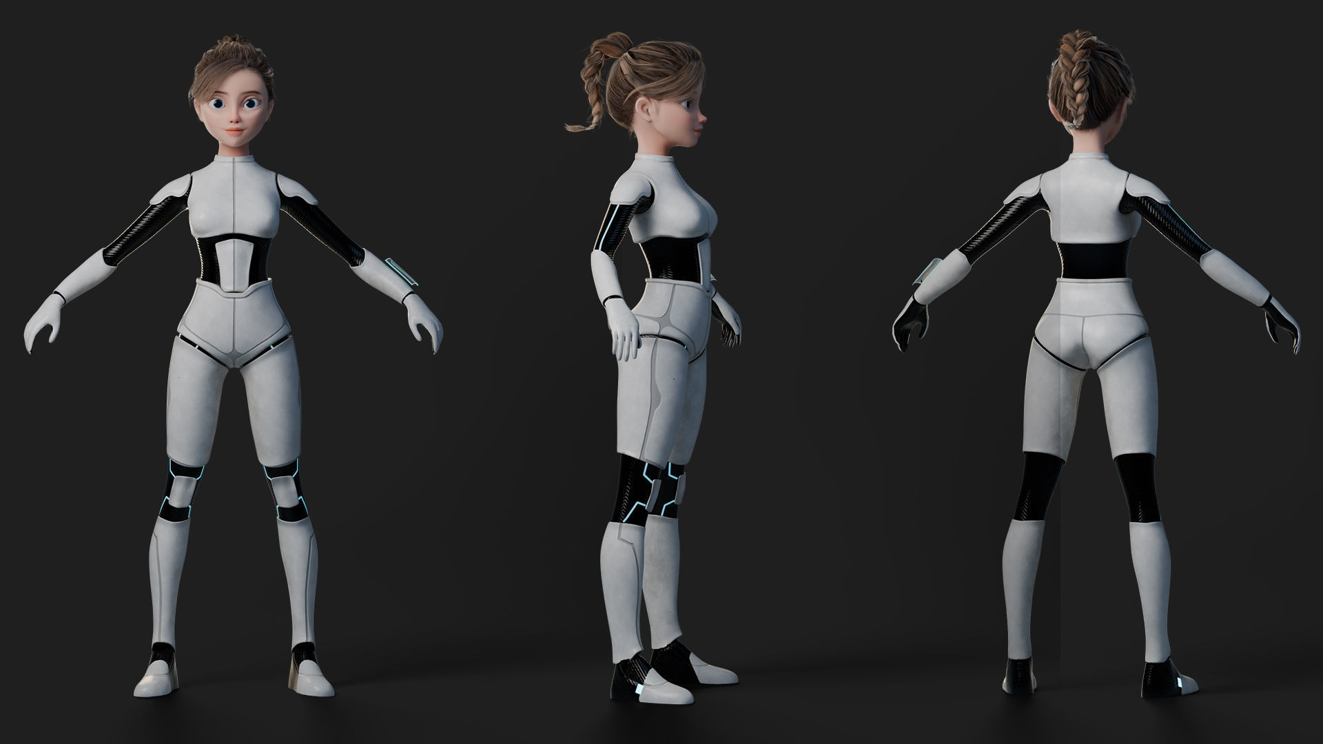 Nova Rae Cartoon Sci-Fi Girl Low-poly 3D model_27