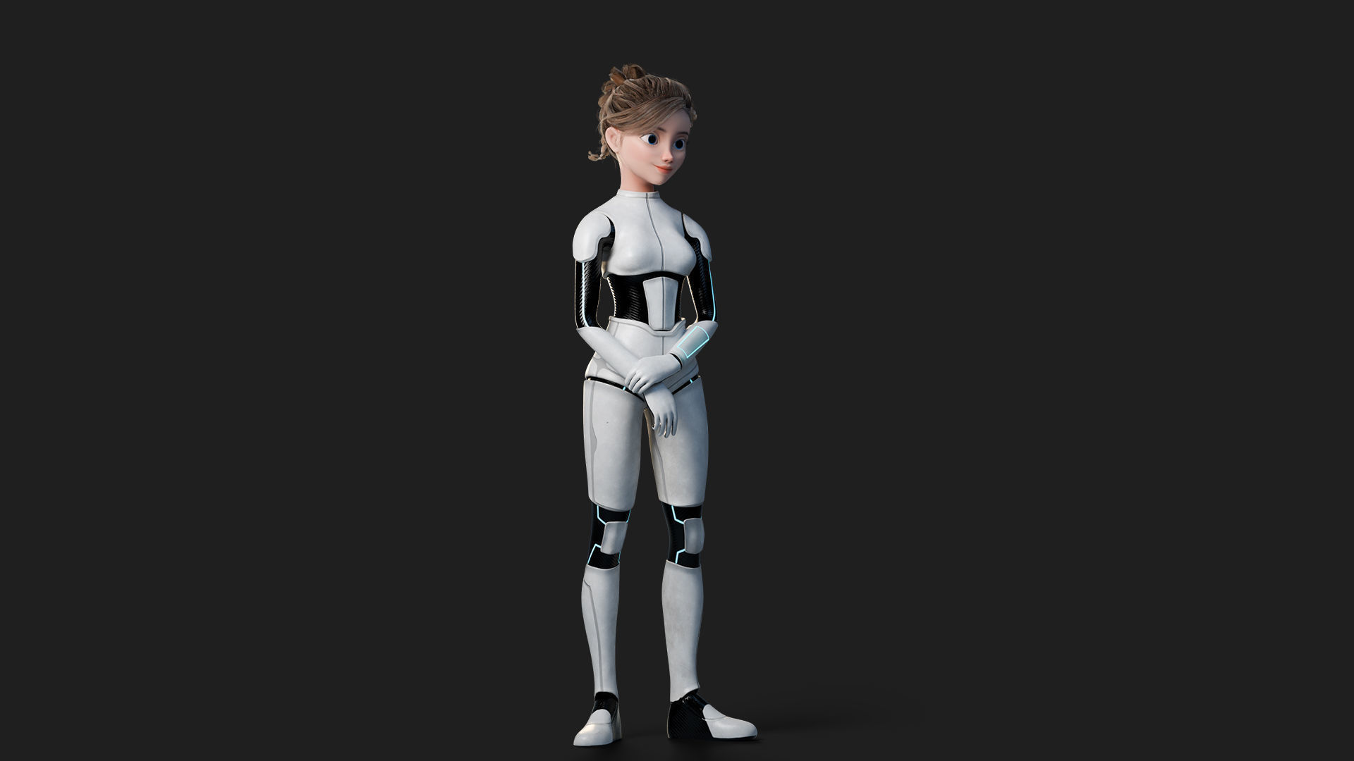 Nova Rae Cartoon Sci-Fi Girl Low-poly 3D model_16