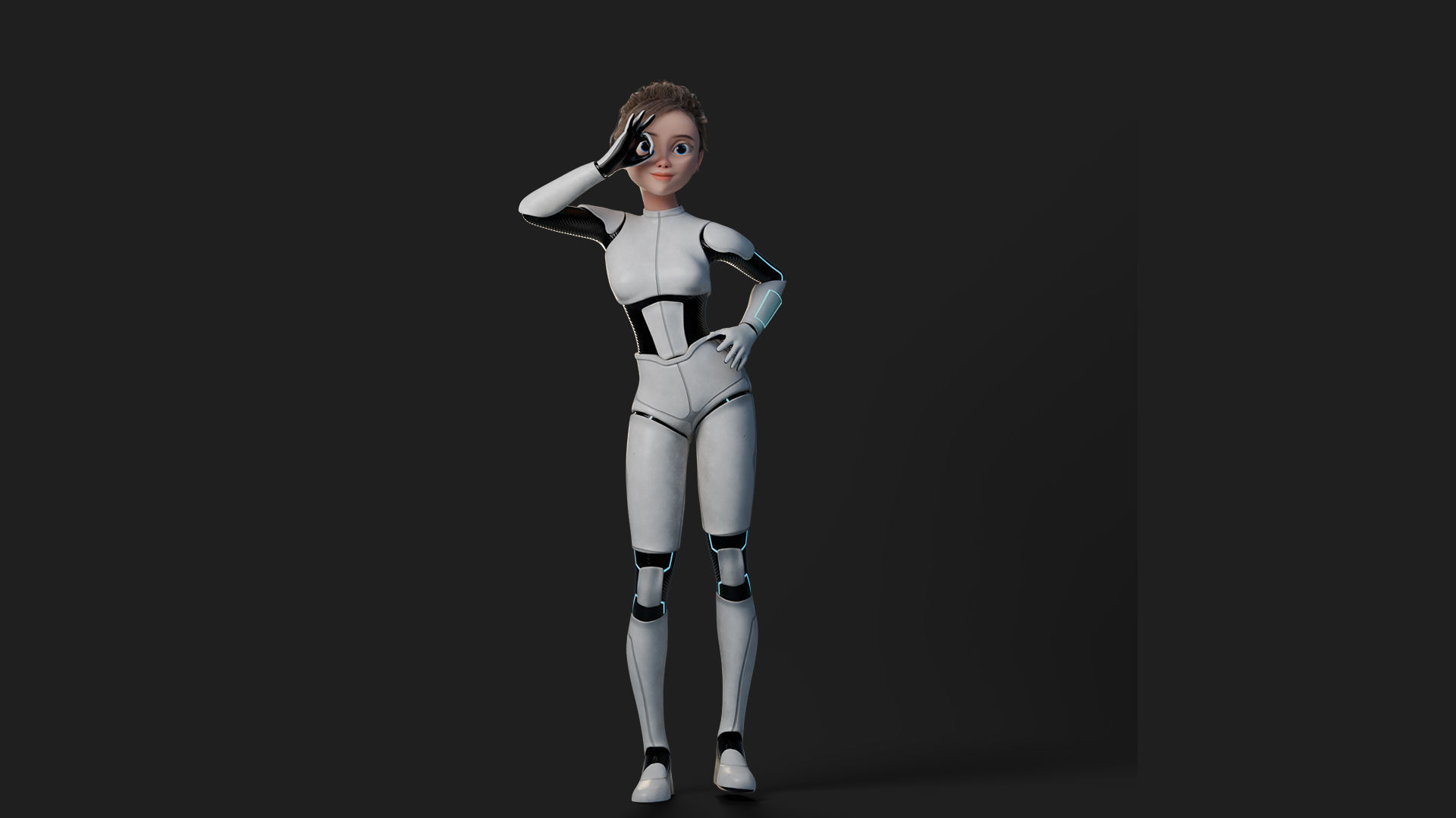 Nova Rae Cartoon Sci-Fi Girl Low-poly 3D model_18