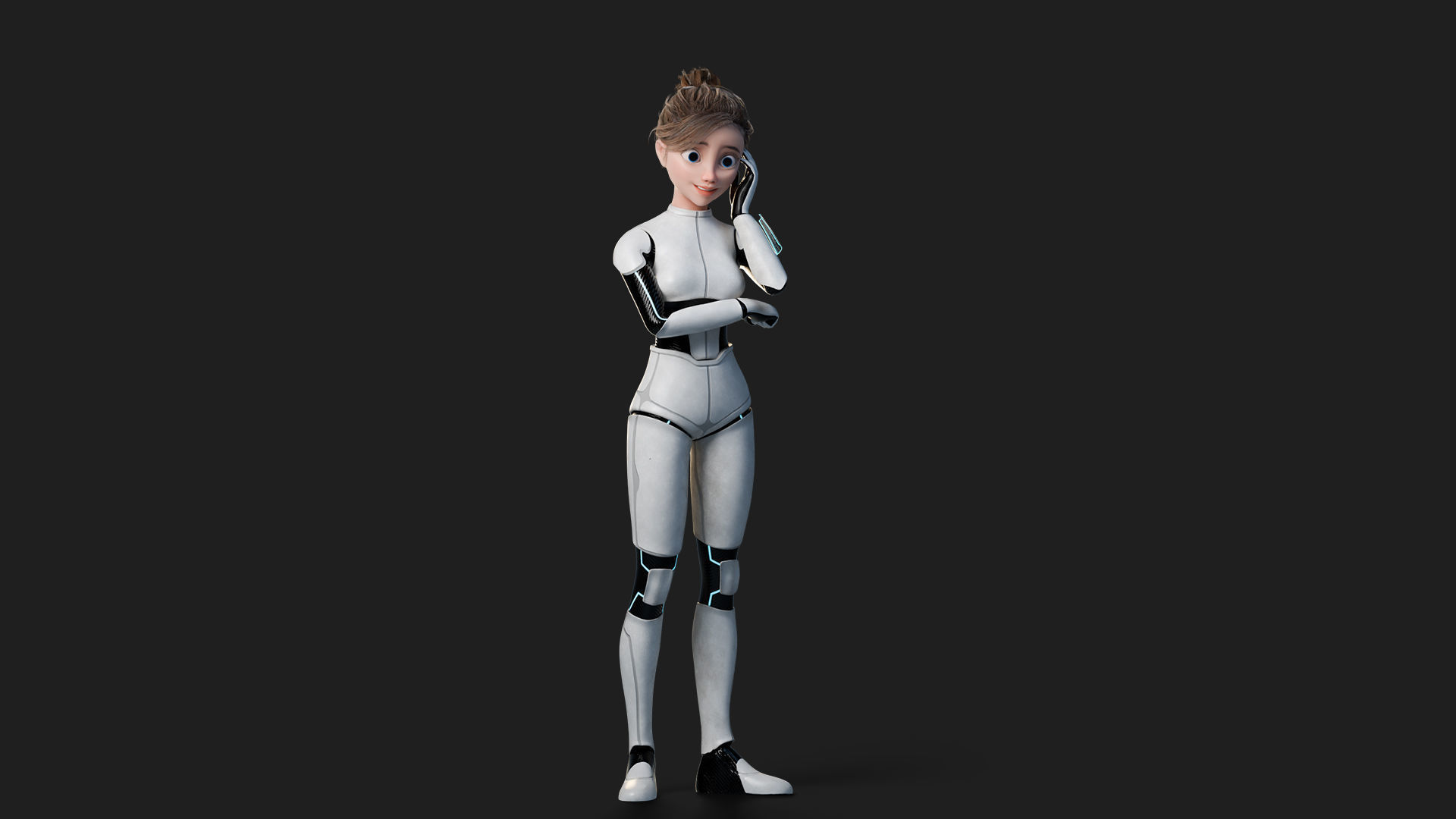 Nova Rae Cartoon Sci-Fi Girl Low-poly 3D model_15