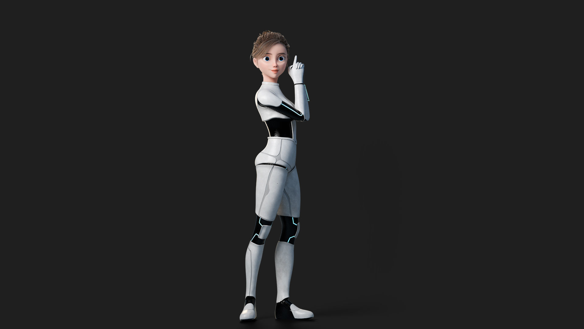 Nova Rae Cartoon Sci-Fi Girl Low-poly 3D model_19