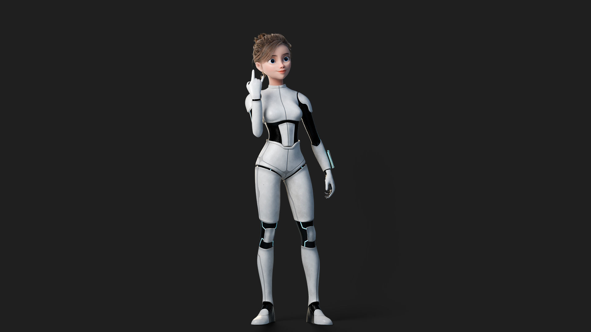 Nova Rae Cartoon Sci-Fi Girl Low-poly 3D model_21