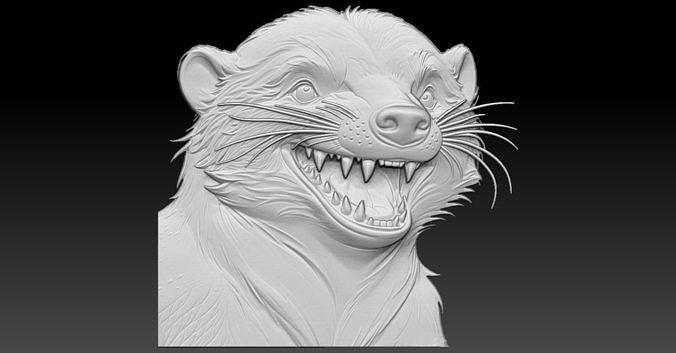 2 honey badger CNC Relief Model 3D print model