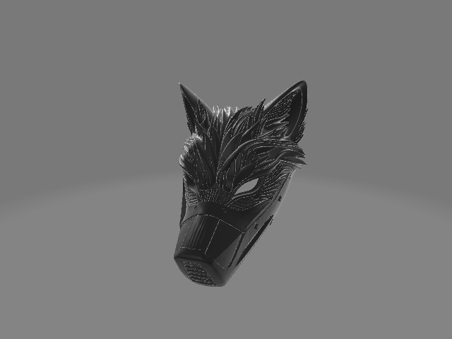 Gothic Wolf Face Mask with Mouth Guard 3D print model_3