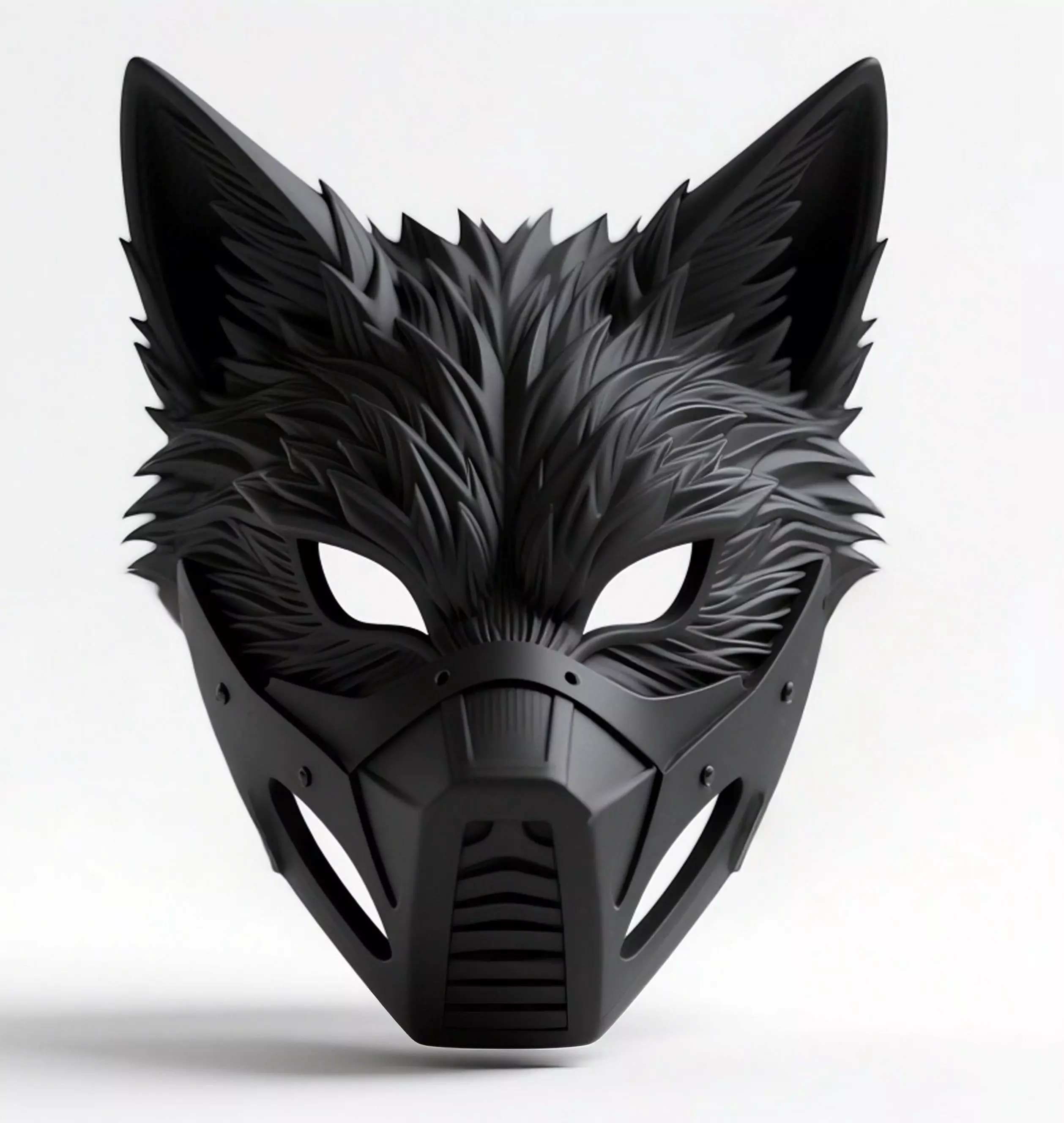 Gothic Wolf Face Mask with Mouth Guard 3D print model_0