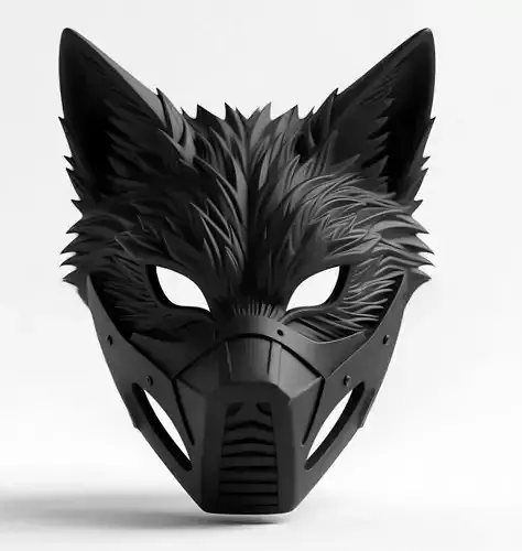 Gothic Wolf Face Mask with Mouth Guard 3D print model