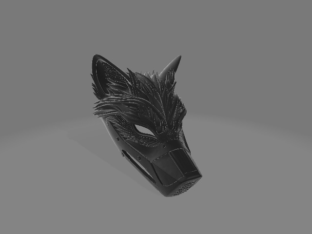 Gothic Wolf Face Mask with Mouth Guard 3D print model_2