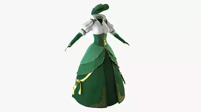 Green Vintage Dress with Hat