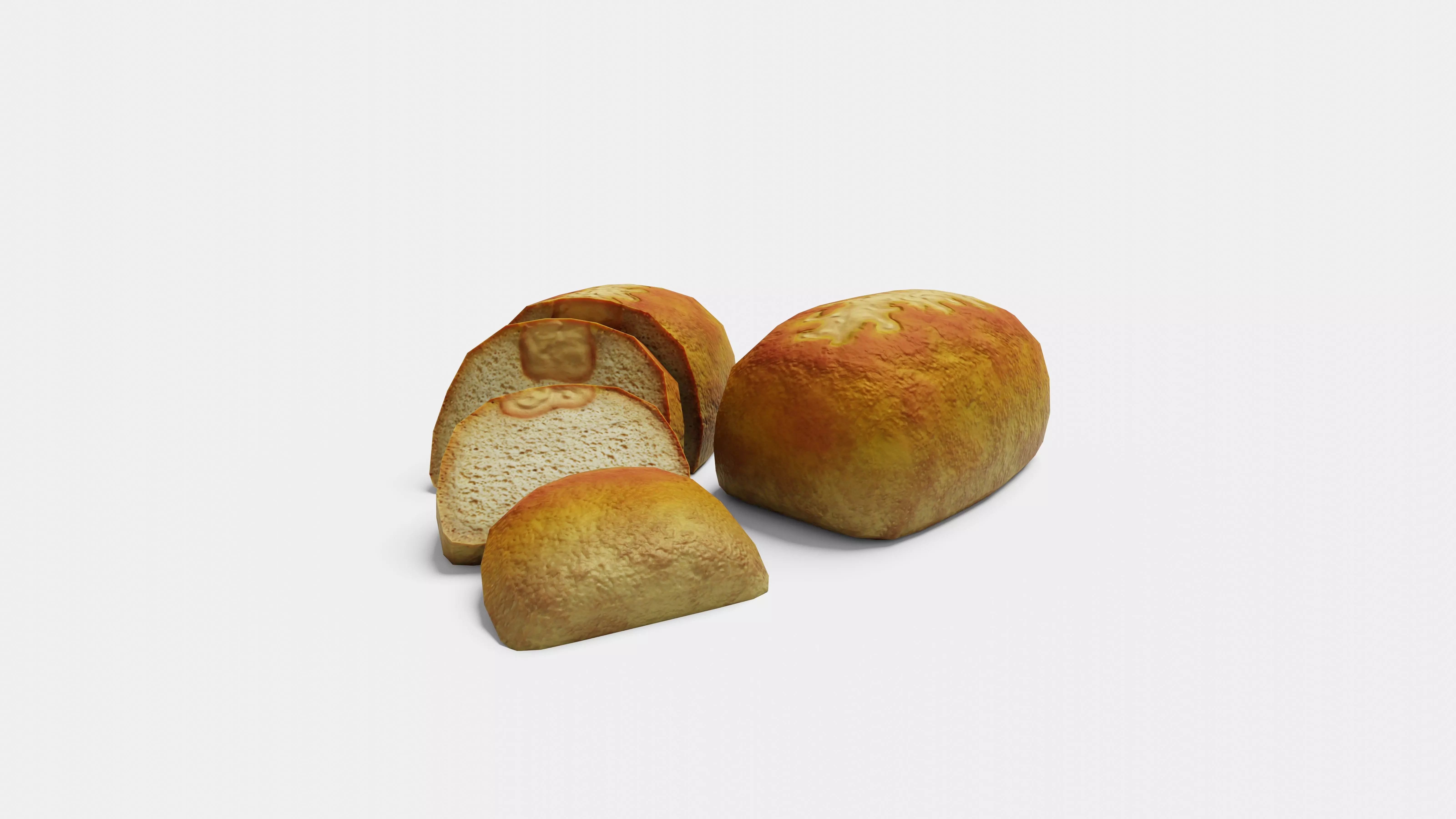 Cheese Bread - Whole and Sliced AR VR Low-poly 3D model_0