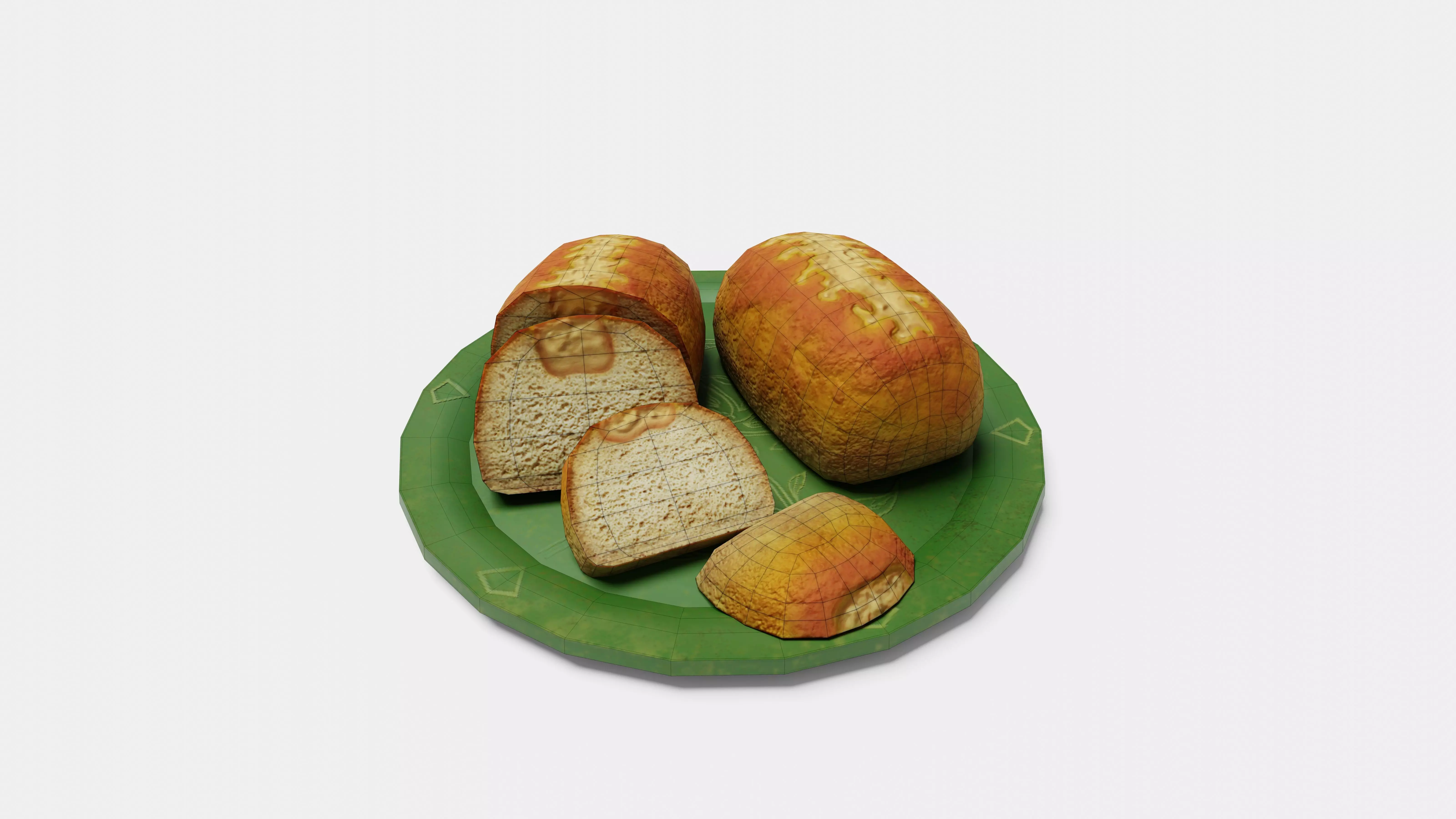 Cheese Bread - Whole and Sliced AR VR Low-poly 3D model_11