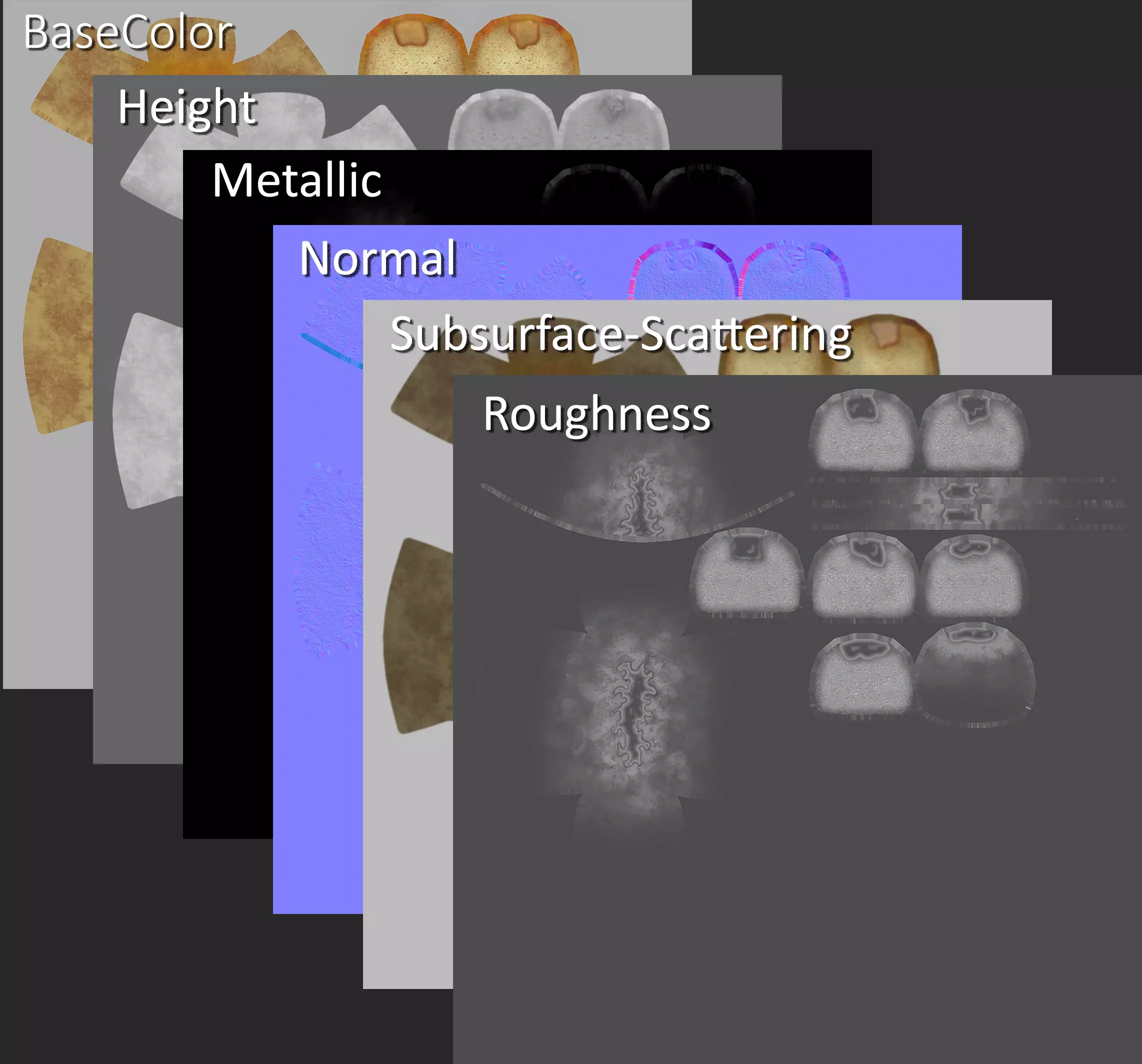 Cheese Bread - Whole and Sliced AR VR Low-poly 3D model_16