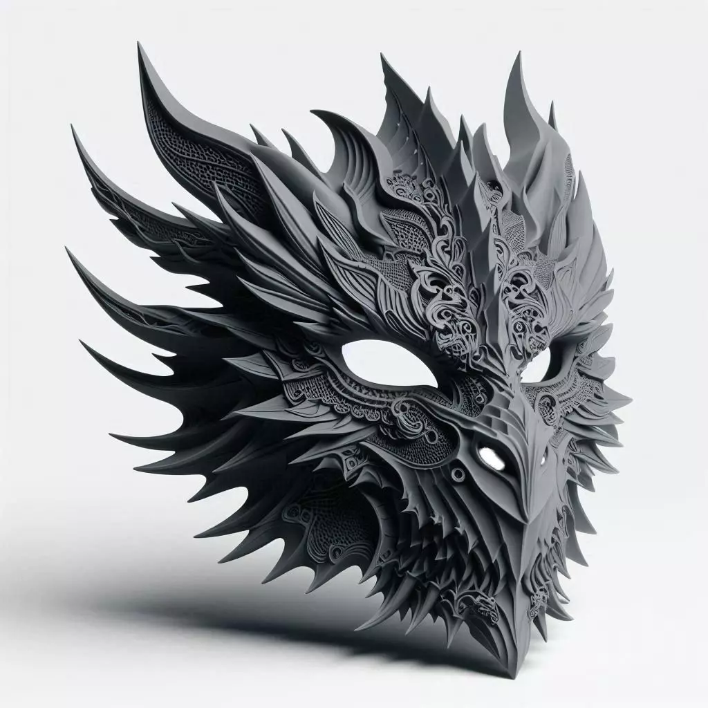 Gothic Dragon Wearable Mask 3D print model_0