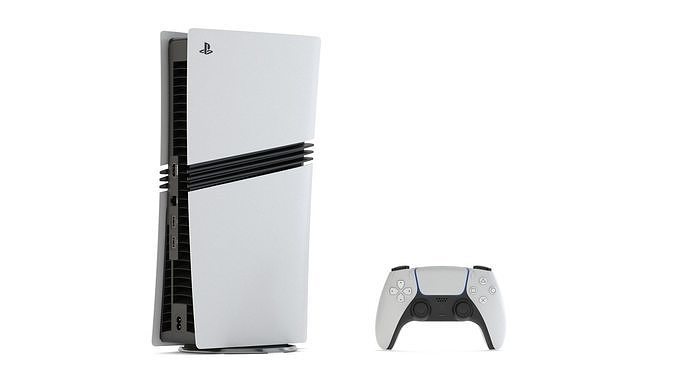 Sony Playstation 5 Pro Console and Controller 3D model