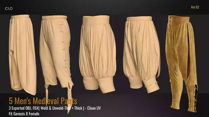 5 Men Medieval Pants-VOL 02-MD PROJECTS-OBJ-FBX  