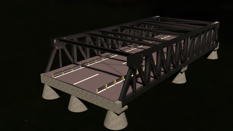 Steel Truss Bridge for Games and Rendering  OBJ FBX STL SKP Low-poly 3D model_4