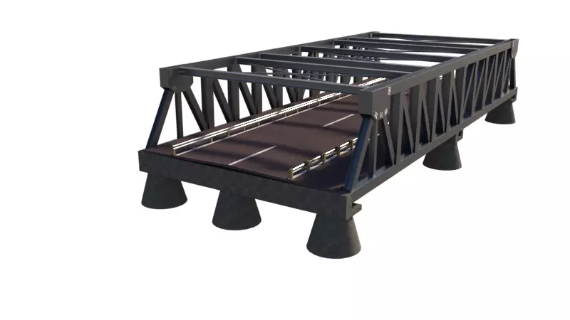 Steel Truss Bridge for Games and Rendering  OBJ FBX STL SKP Low-poly 3D model_0
