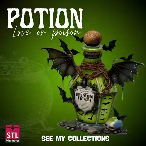 Love or Poison Magic Potion Bottle STL Cartoon Style 3D print model
