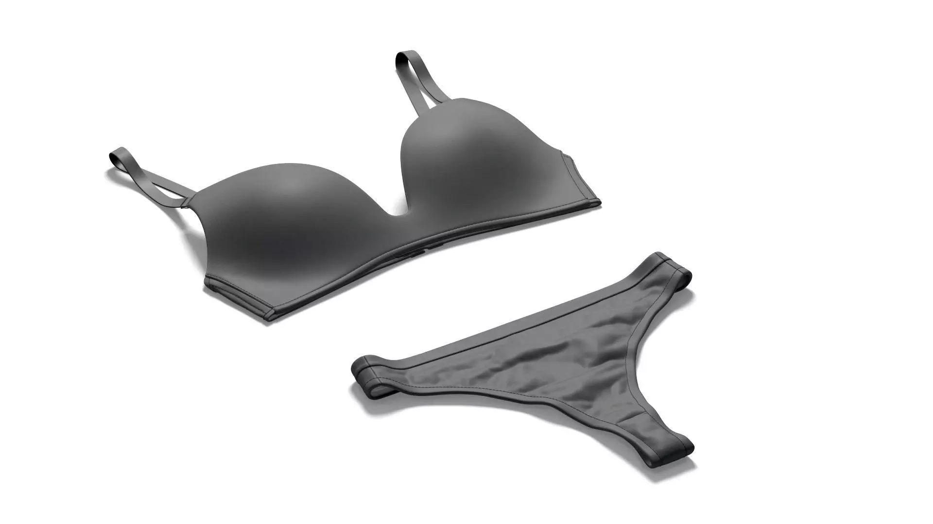 Womens Lingerie Black Set - thong with brassiere 3D model