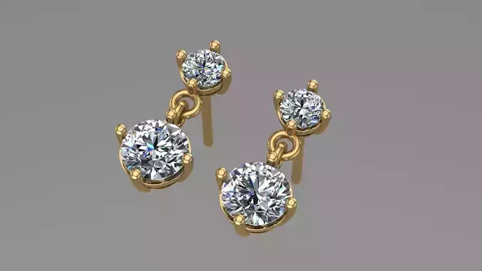 Diamond jewelry earring Coloured Classic E04 3D print model 3D print model