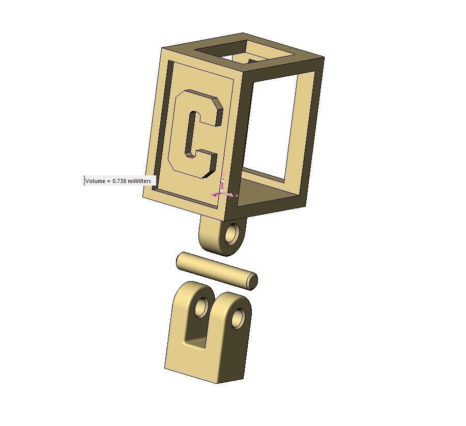 C letter varsity font 12x10x10mm enamel bail link 3D print model_12