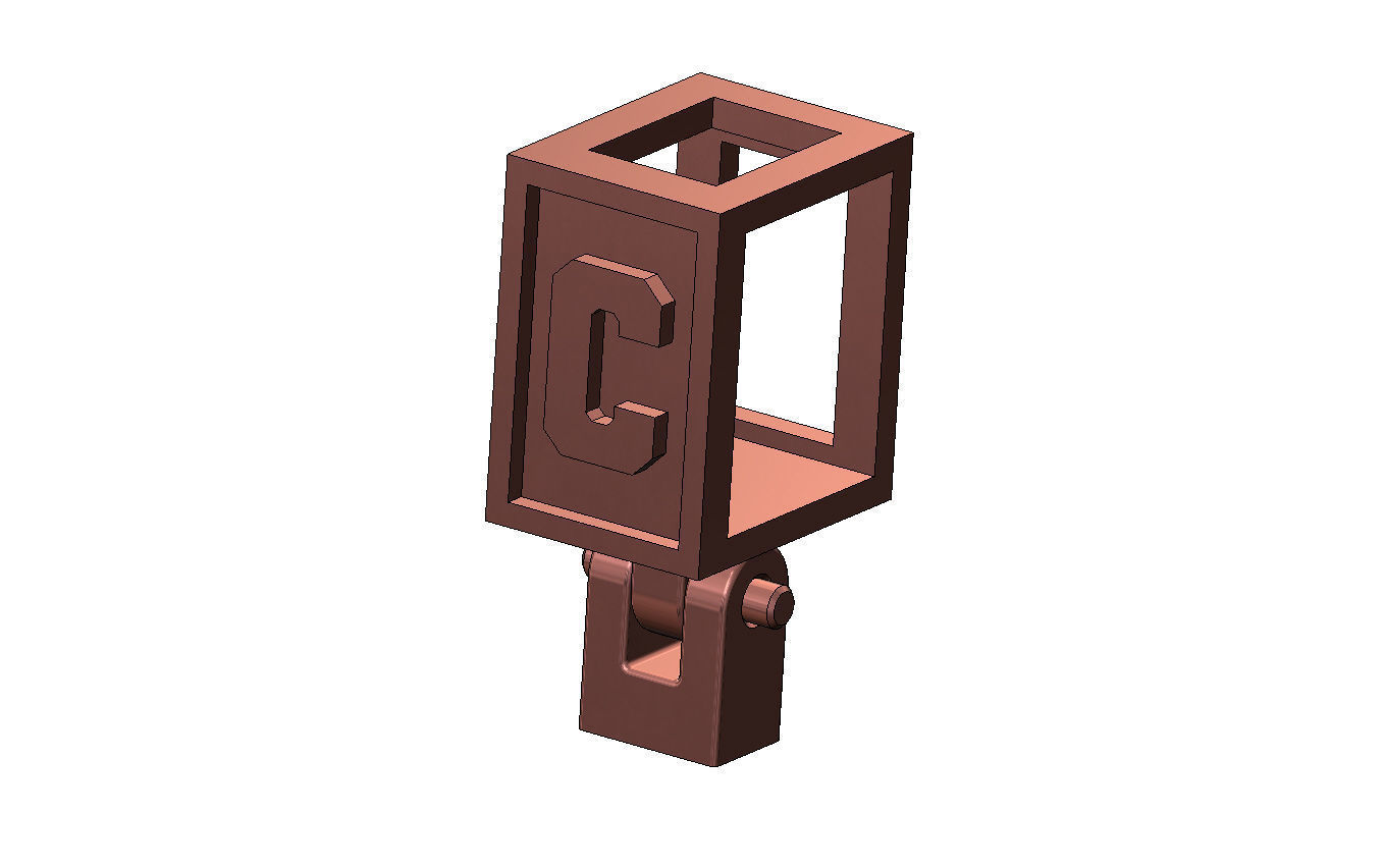 C letter varsity font 12x10x10mm enamel bail link 3D print model_11