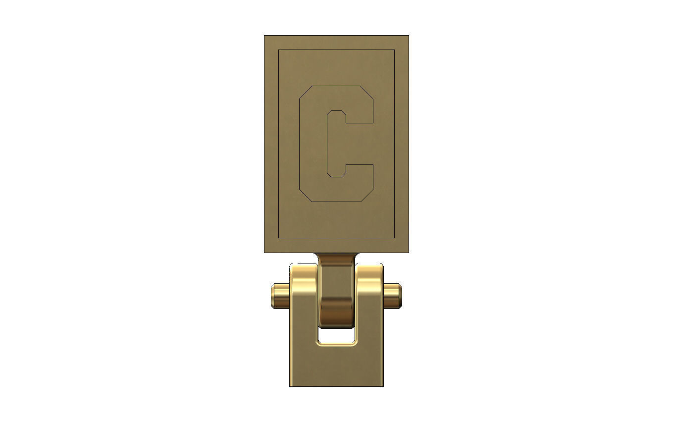C letter varsity font 12x10x10mm enamel bail link 3D print model_1