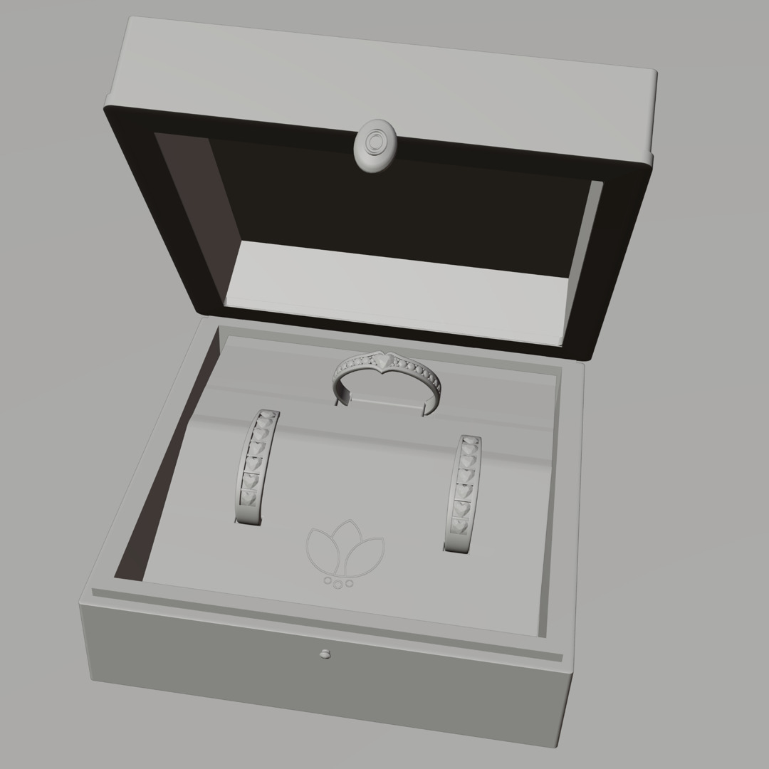 Luxury Diamond Jewelry Display Box with Ring and Ear Hoops 3D model_8