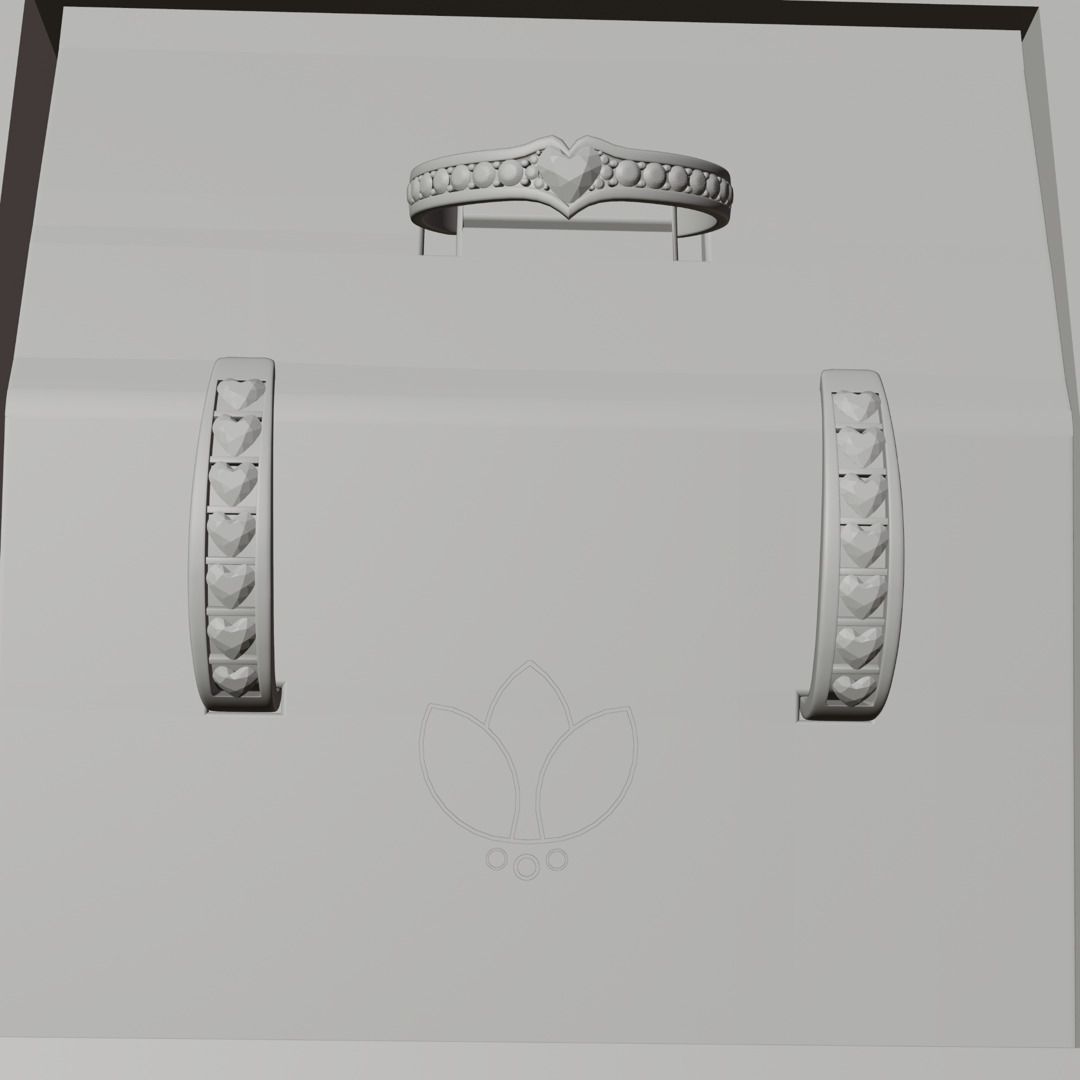 Luxury Diamond Jewelry Display Box with Ring and Ear Hoops 3D model_7