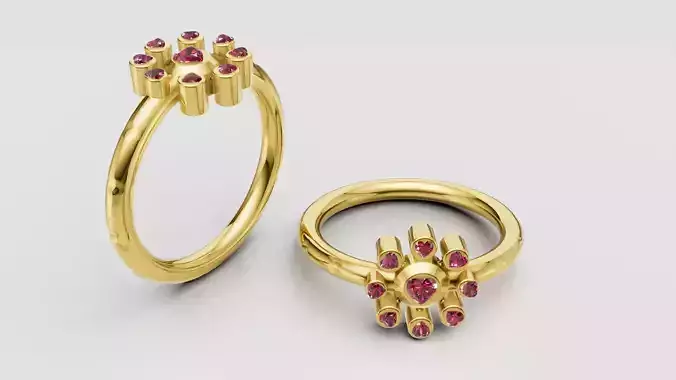 geometric gold ring 3D printable model 